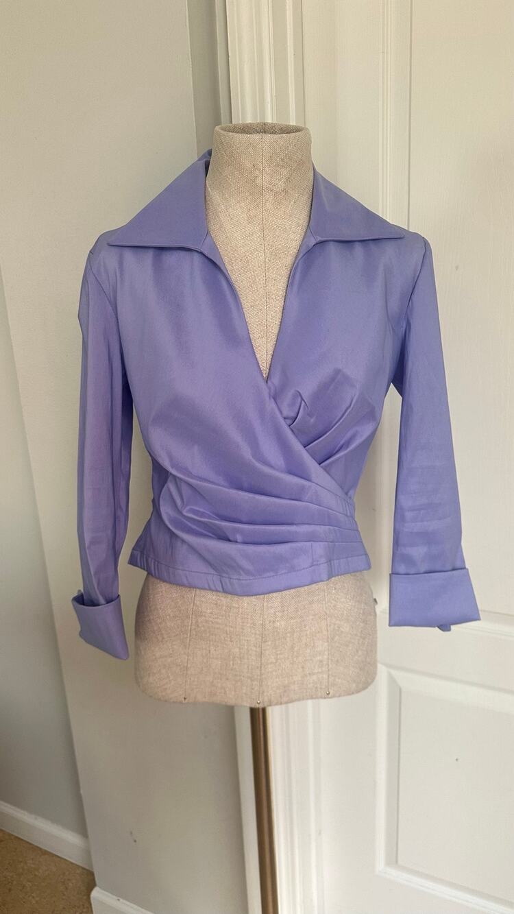 Vintage Tadashi Shoji taffeta wrap-style blouse Sz 6
